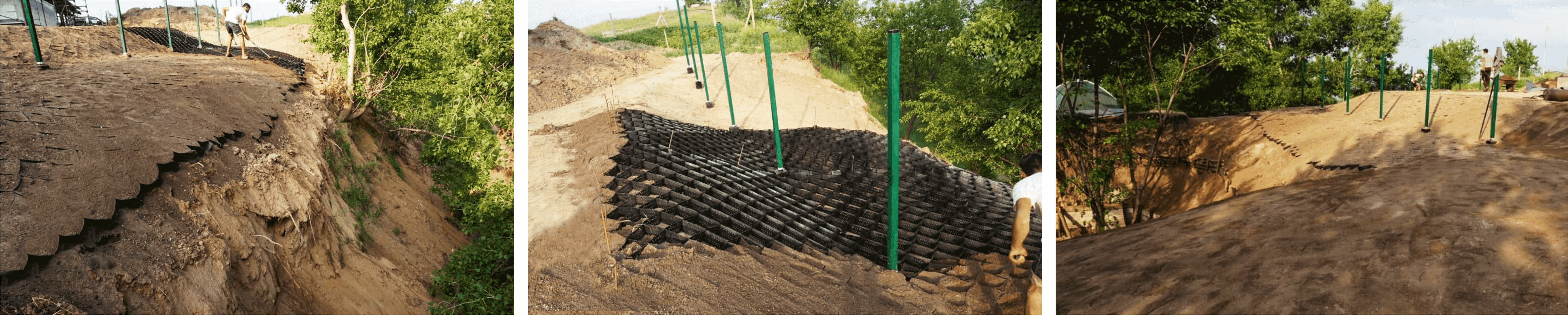 Армирование насыпи, склонов и откосов объемной георешеткой. Армирование насыпи, склонов и откосов объемной георешеткой.